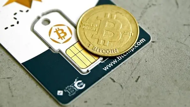 bitcoin coin card with bitcoin